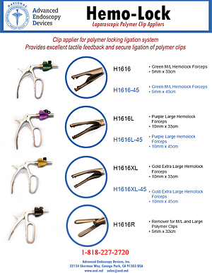 Hemo-Lock Laparoscopic Polymer Clip Appliers Promo Sheer Advanced Endoscopy Devices
