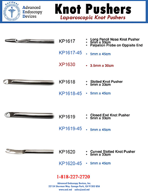 Laparoscopic Knot Pushers Promo Sheet Advanced Endoscopy Devices