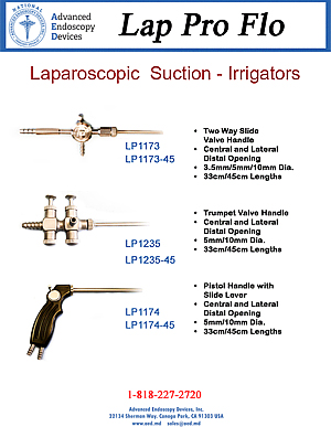 Lap Pro Flo Suction Irrigators Promo Sheet Advanced Endoscopy Devices