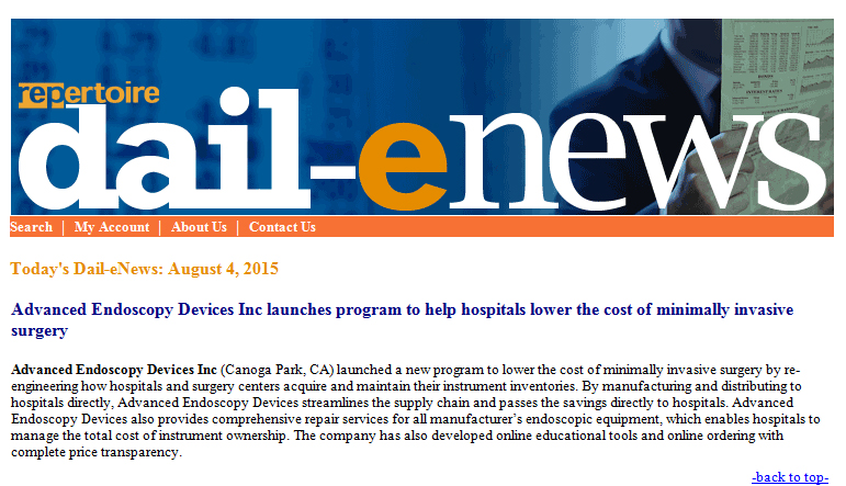 Dail-E News lower Cost of Surgery Advanced Endoscopy Devices
