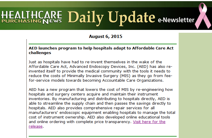 Healthcare Purchasing News Affordable Care Act Advanced Endoscopy Devices