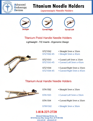 Titanium Laparoscopic Needle Holders Advanced Endoscopy Devices